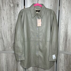 Quince Genuine Leather Shirt Jacket Mushroom Taupe NEW